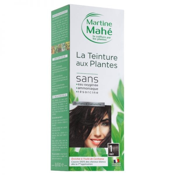 Teinture aux plantes teinte noire, couvre 100% des cheveux blanc