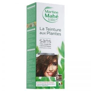 Teinture aux plantes Martine Mahé garantie de couvrir 100% des cheveux blancs et sans eau oxygénée ni résorcine