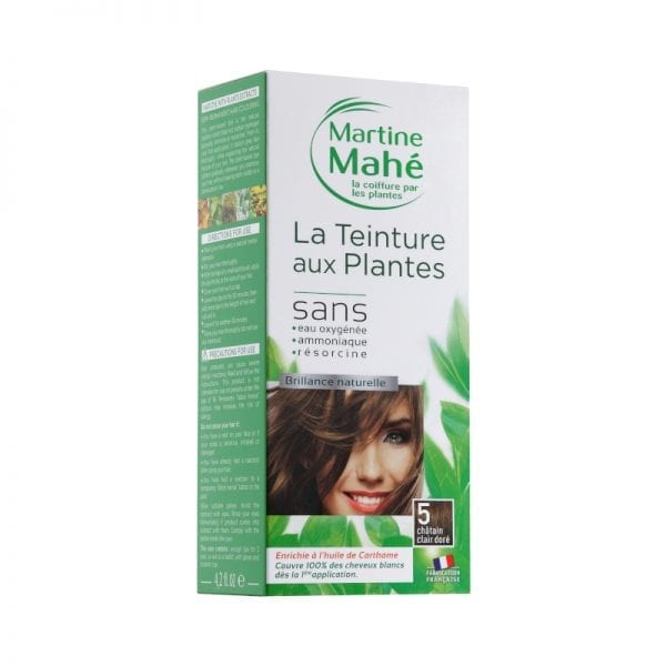Teinture aux plantes Martine Mahé garantie de couvrir 100% des cheveux blancs et sans eau oxygénée ni résorcine