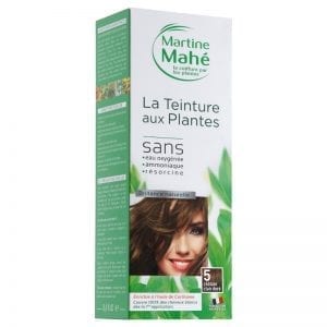 Teinture aux plantes Martine Mahé garantie de couvrir 100% des cheveux blancs et sans eau oxygénée ni résorcine