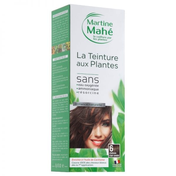 Teinture aux plantes Martine Mahé garantie de couvrir 100% des cheveux blancs et sans eau oxygénée ni résorcine